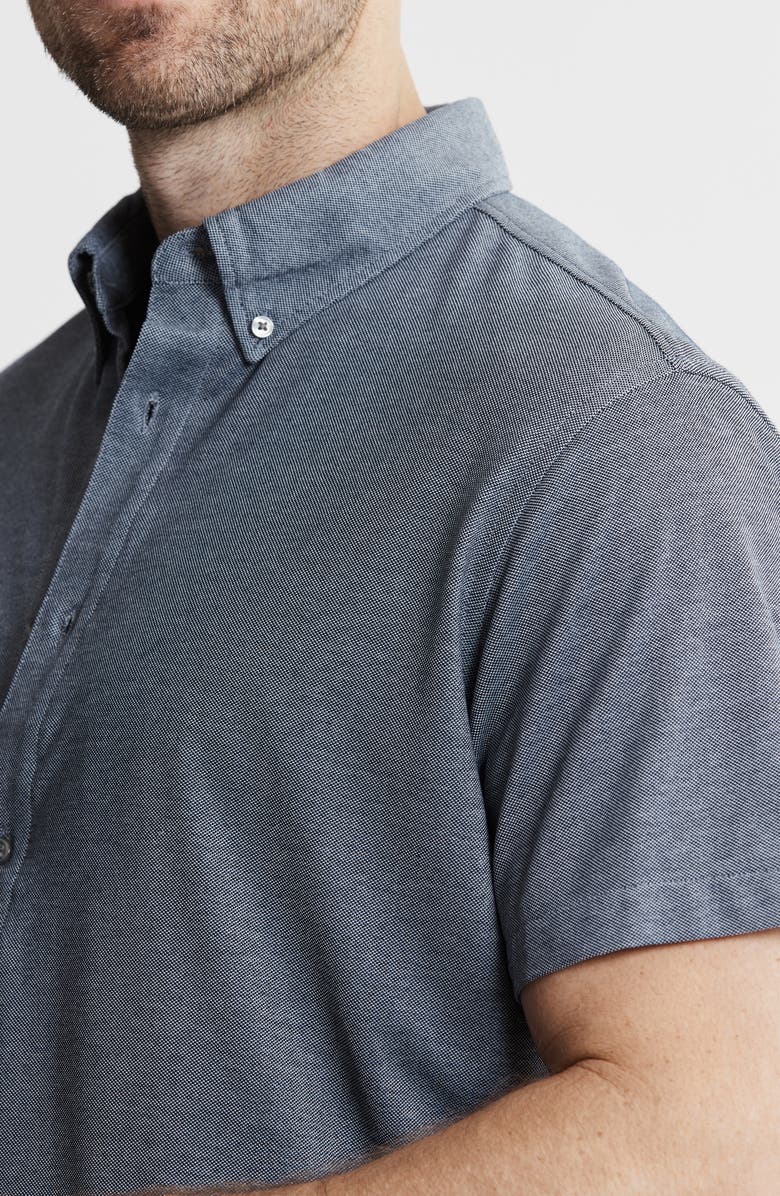 JACHS Short Sleeve Stretch Oxford Button-Up Shirt, Alternate, color, Navy