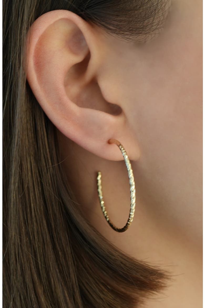 Argento Vivo Textured Hoop Earrings, Alternate, color, GOLD VERMEIL