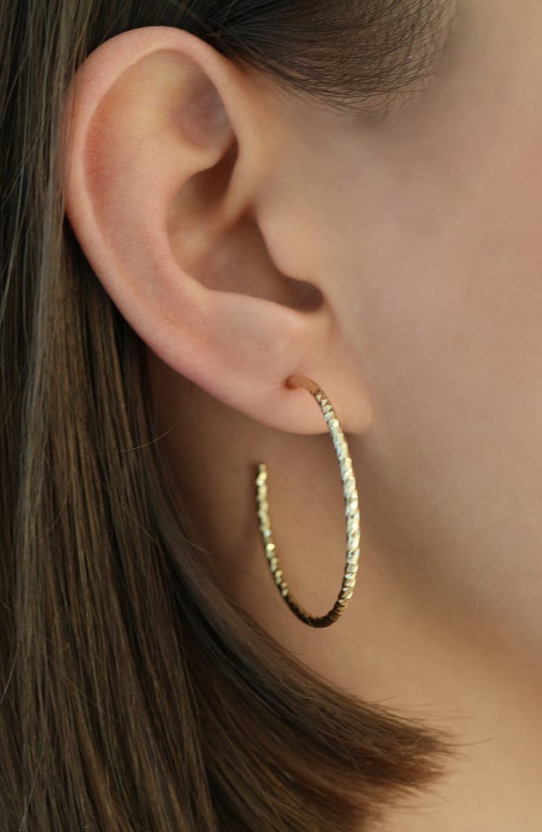 Argento Vivo Sterling Silver Argento Vivo Textured Hoop Earrings, Alternate, color, Gold Vermeil