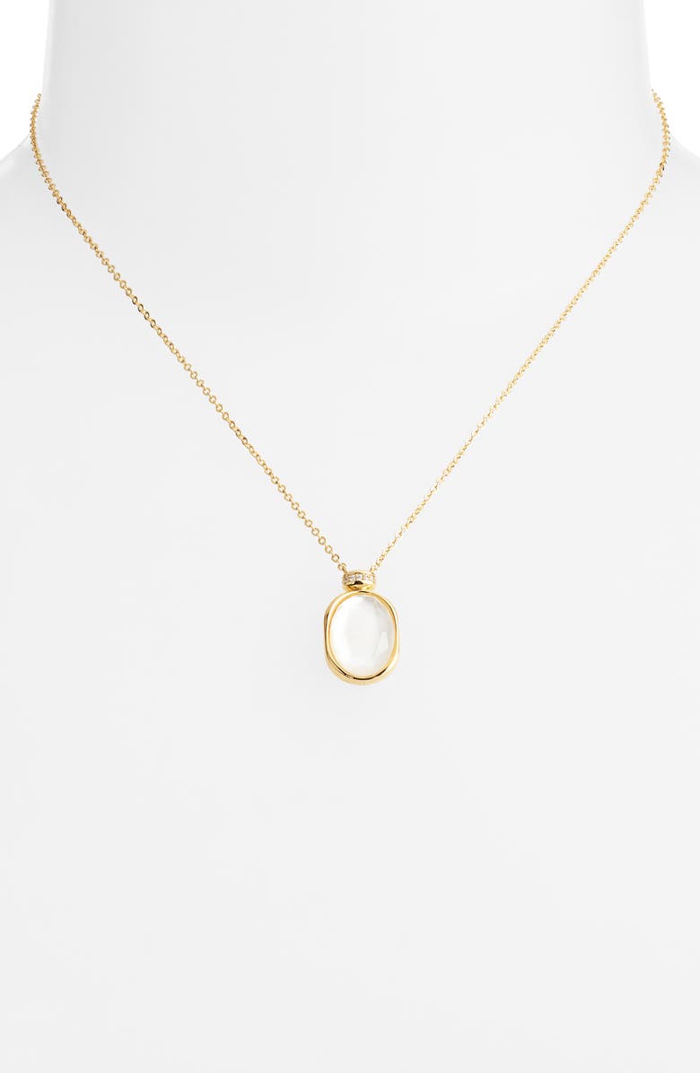 Nordstrom Demi Fine Oval Mother-of-Pearl Pendant Necklace, Alternate, color, 14K Gold Plated