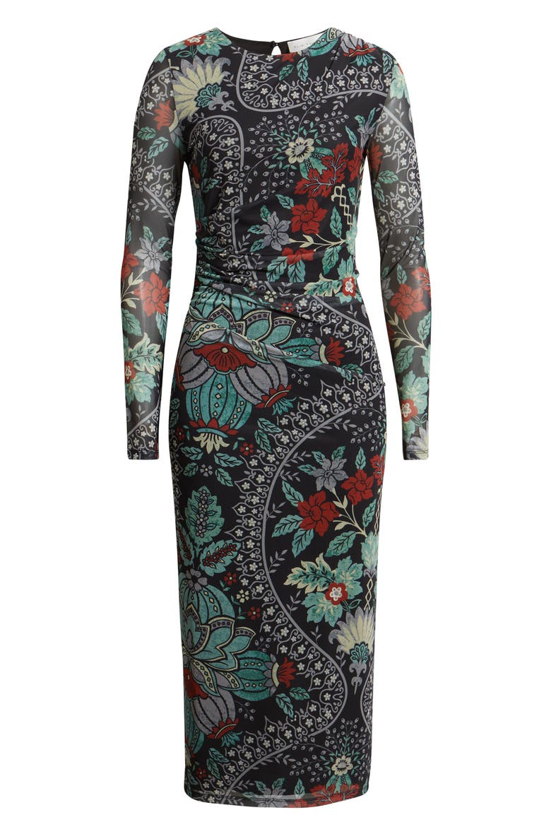 The Delilah Print Long Sleeve Mesh Maxi Dress, Alternate, color, DIANAS GARDEN PRINT