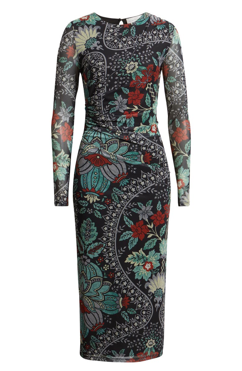 Elie Tahari The Delilah Print Long Sleeve Mesh Maxi Dress, Main, color,