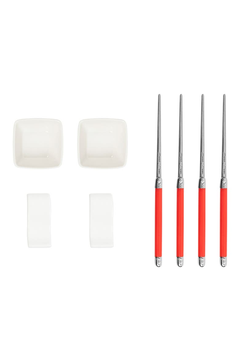 8-Piece Chopsticks, Soy Sauce Bowls & Rest Set, Main, color, RED