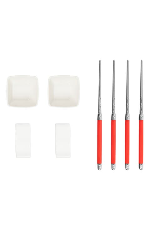 8-Piece Chopsticks, Soy Sauce Bowls & Rest Set