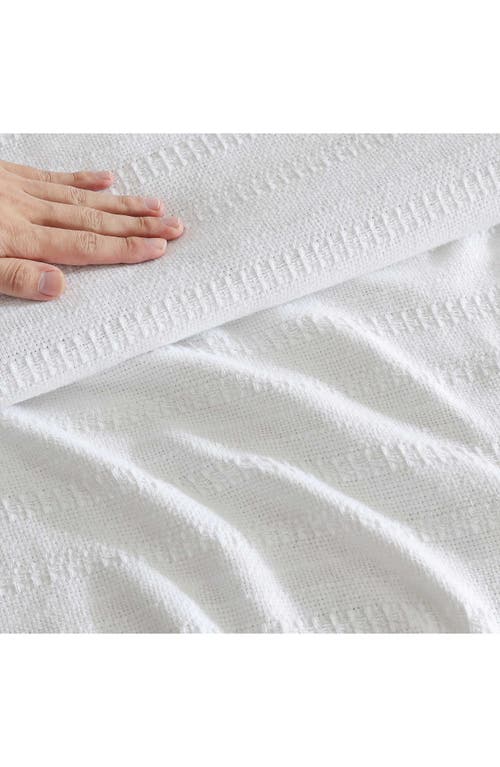 Eddie Bauer Variegated Weave Stripe Cotton Blanket In White