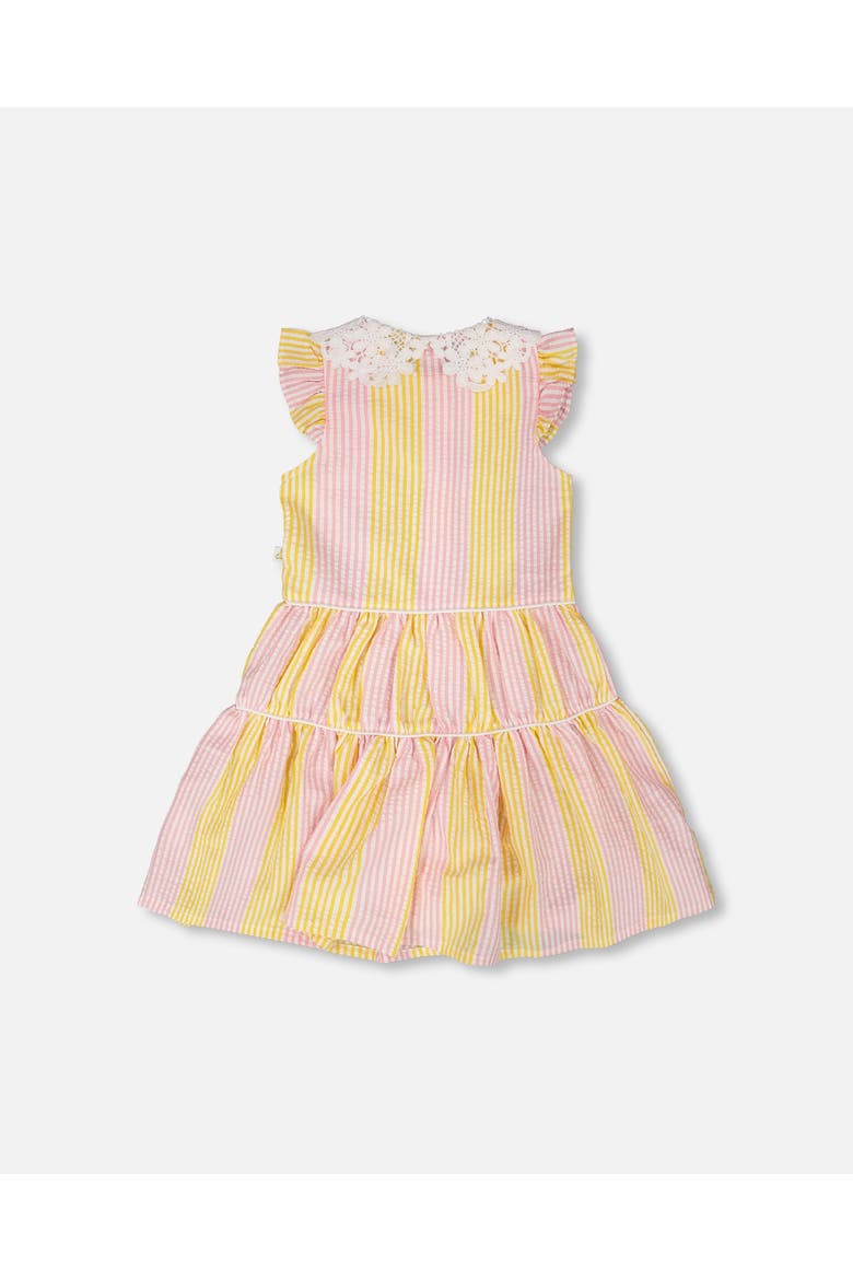 Crochet Peter Pan Collar Stripes Sleeveless Dress, Alternate, color, Pink &Yellow Stripes