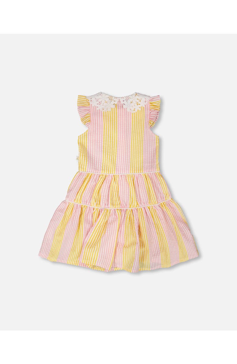 Deux par Deux Crochet Peter Pan Collar Stripes Sleeveless Dress, Alternate, color, Pink &Yellow Stripes