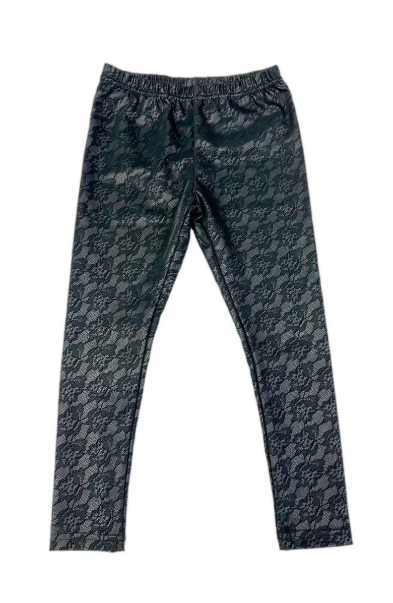 Petite Maison Kids Vegan Printed Leather Leggings, Main, color, Black