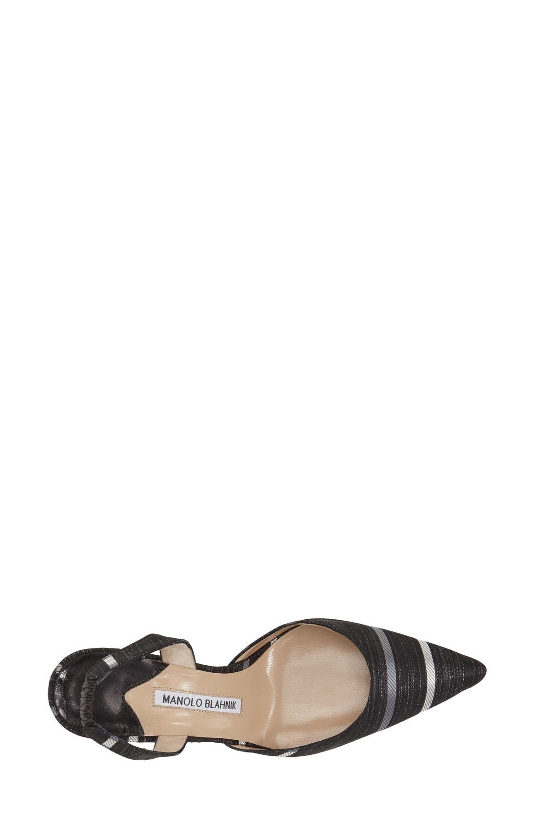 'Carolyne' Pointy Toe Slingback Pump, Alternate, color, BLACK/ SILVER FLORAL