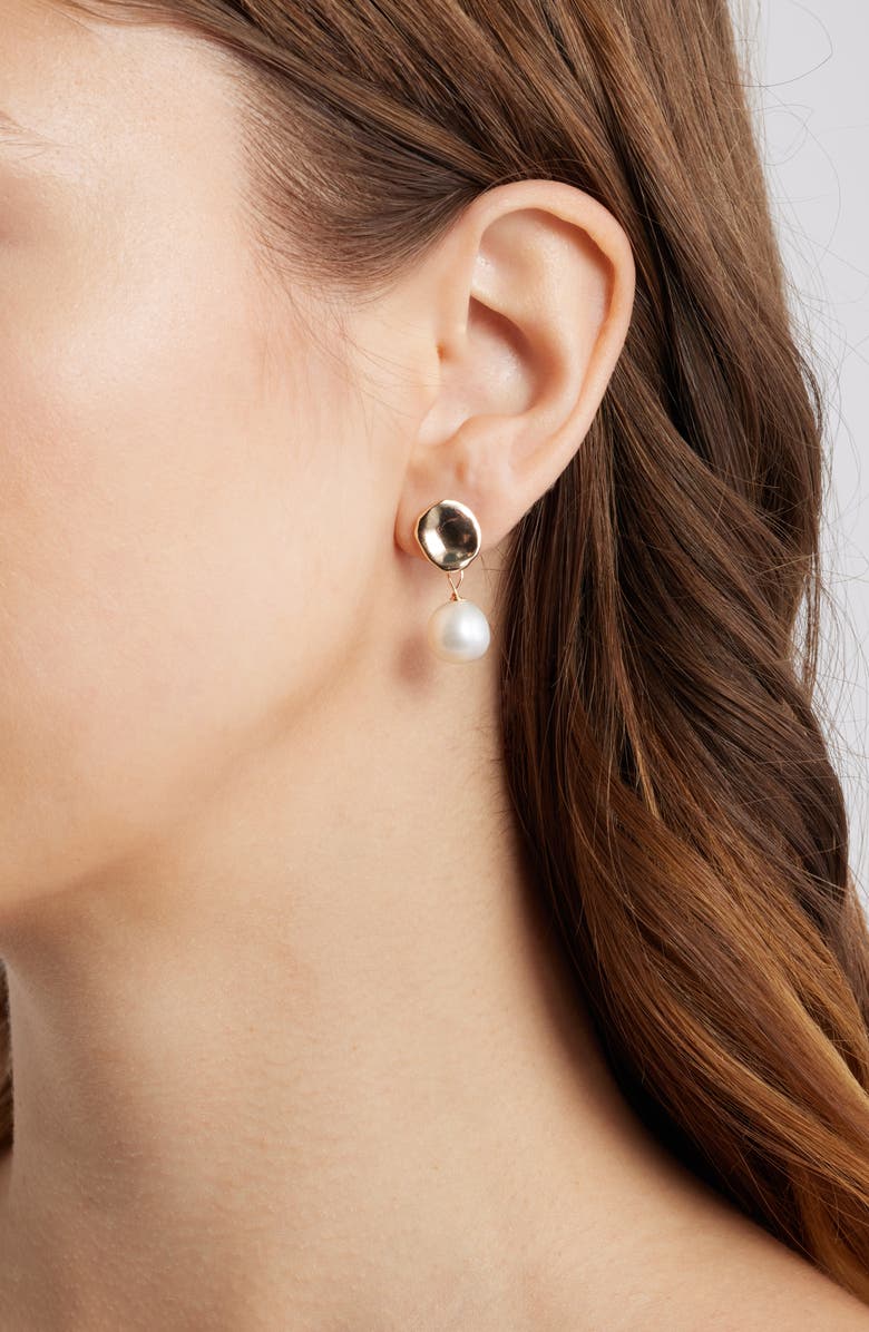 Kiara by Ki-ele Polly Freshwater Pearl Drop Earrings, Alternate, color, Gold