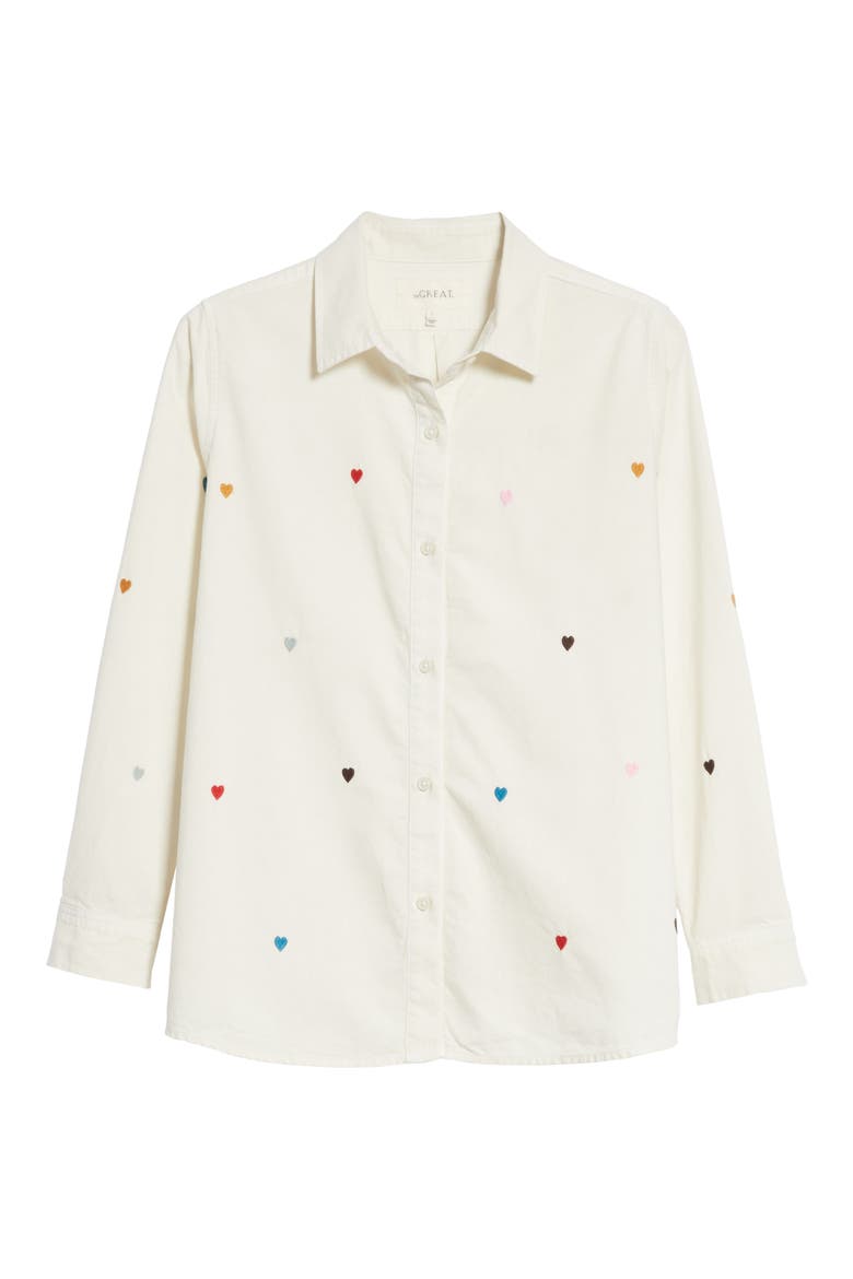 The Campus Heart Embroidered Shirt, Alternate, color, CREAM/ HEART EMBROIDERY