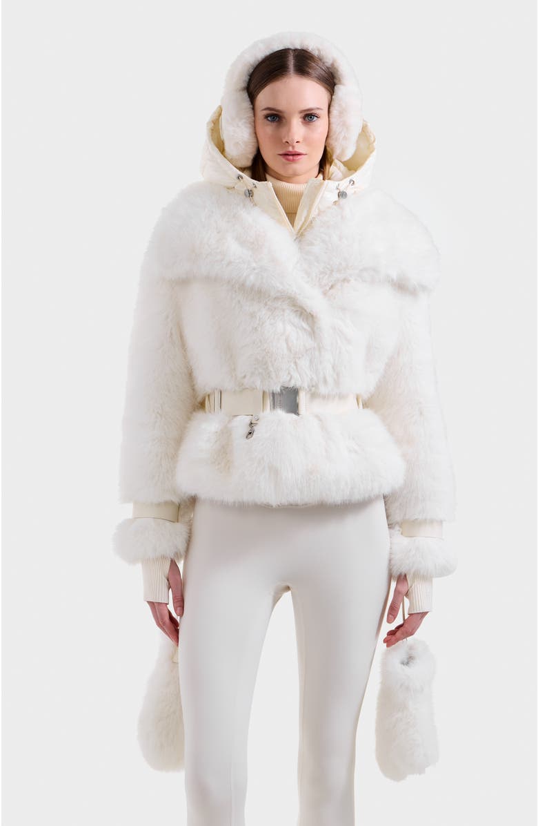 Rudsak Chloe Faux Fur Jacket with Puffer Hood, Main, color, Iceland