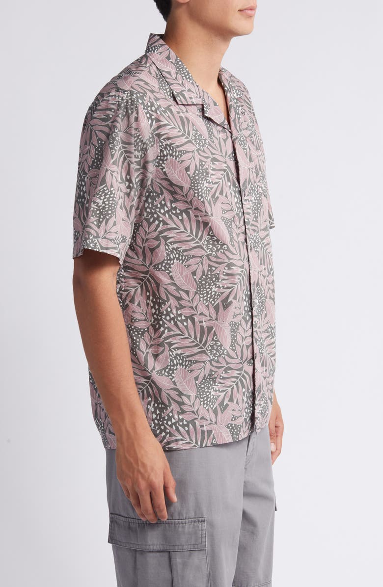 7 For All Mankind Botanical Print Camp Shirt, Alternate, color, Mauve