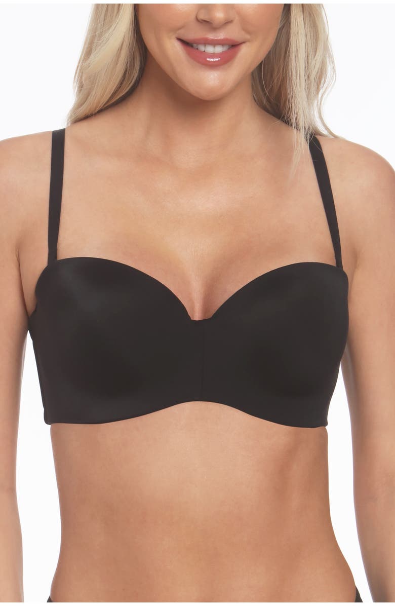 Dominique Intimates Bella Strapless Seamless Hidden Underwire Convertible Bandeau Bra with Clear & Matching Straps, Alternate, color, Black