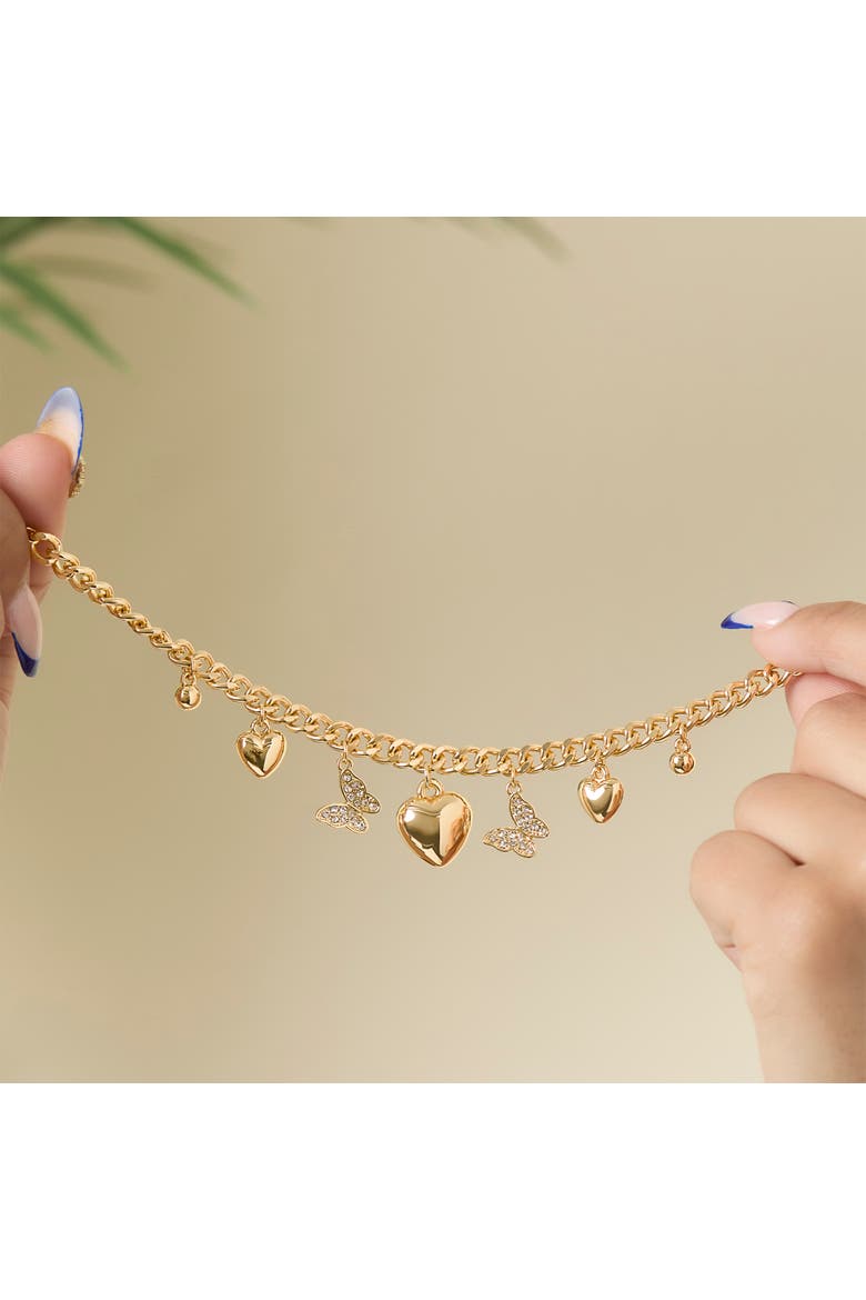 Heart & Butterfly Gold-Tone Bracelet, Alternate, color, Gold