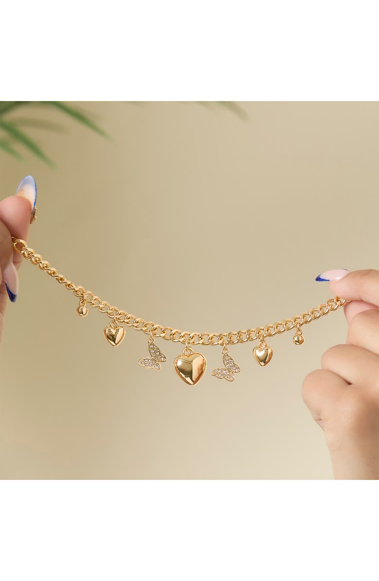 Jessica Simpson Heart & Butterfly Gold-Tone Bracelet, Alternate, color, Gold