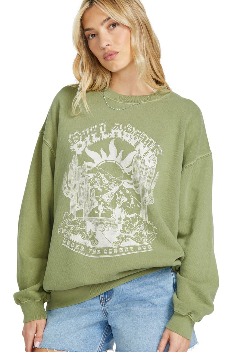 Oversize Ride in Crew Fleece Sweatshirt, Alternate, color, AVOCADO
