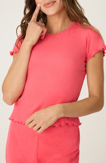 Pj Salvage Tropical Short Sleeve Pajama Shirt In Pink