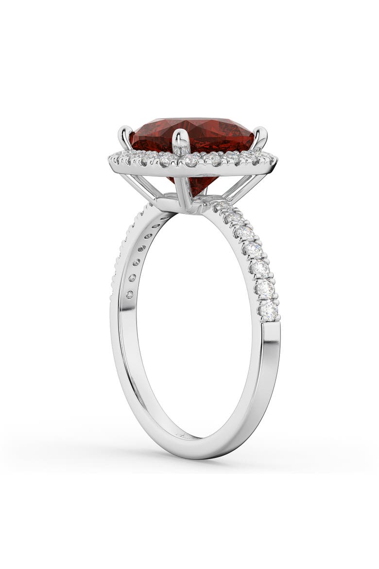 Cushion Cut Halo Garnet & Diamond Engagement Ring 14k, Alternate, color, 3.11ct/White Gold