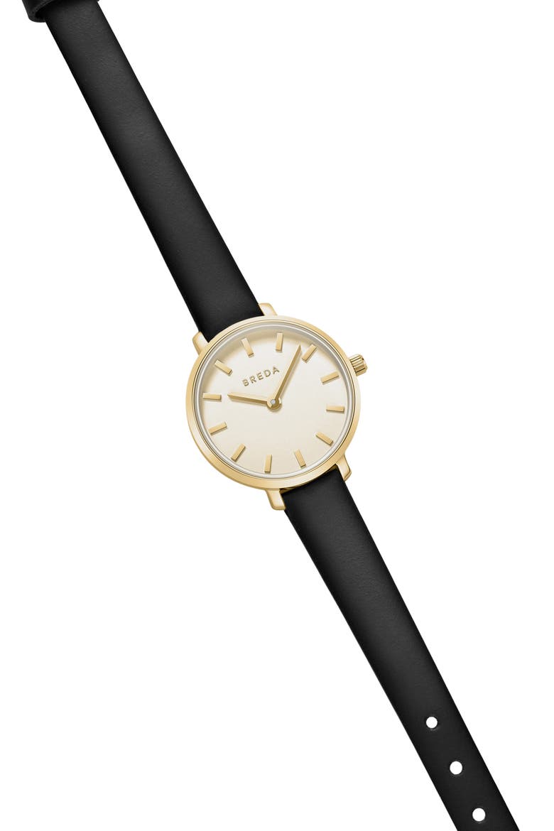 Beverly Leather Strap Watch, 25mm, Alternate, color, GOLD