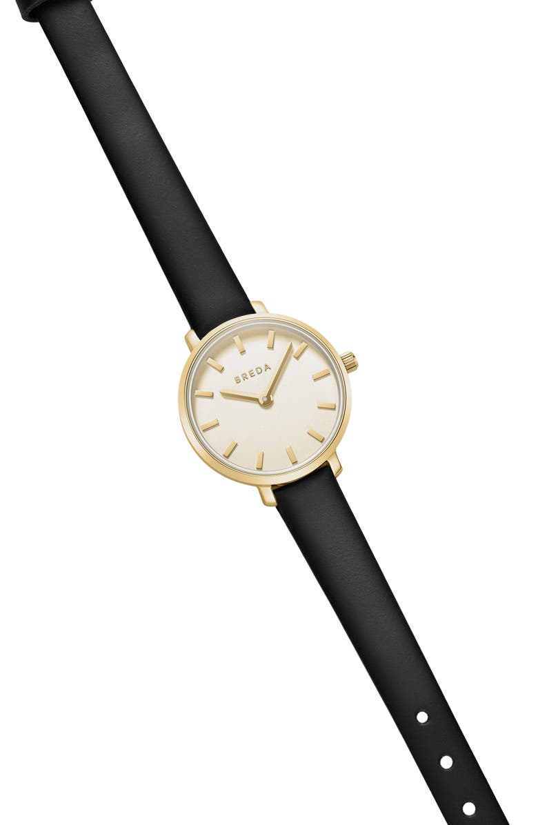 BREDA Beverly Leather Strap Watch, 25mm, Alternate, color, Gold