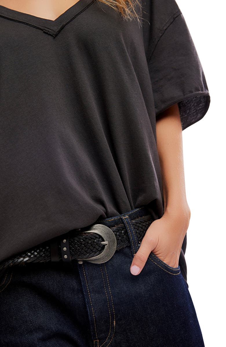 Free People Nina V-Neck Cotton T-Shirt, Alternate, color, Black