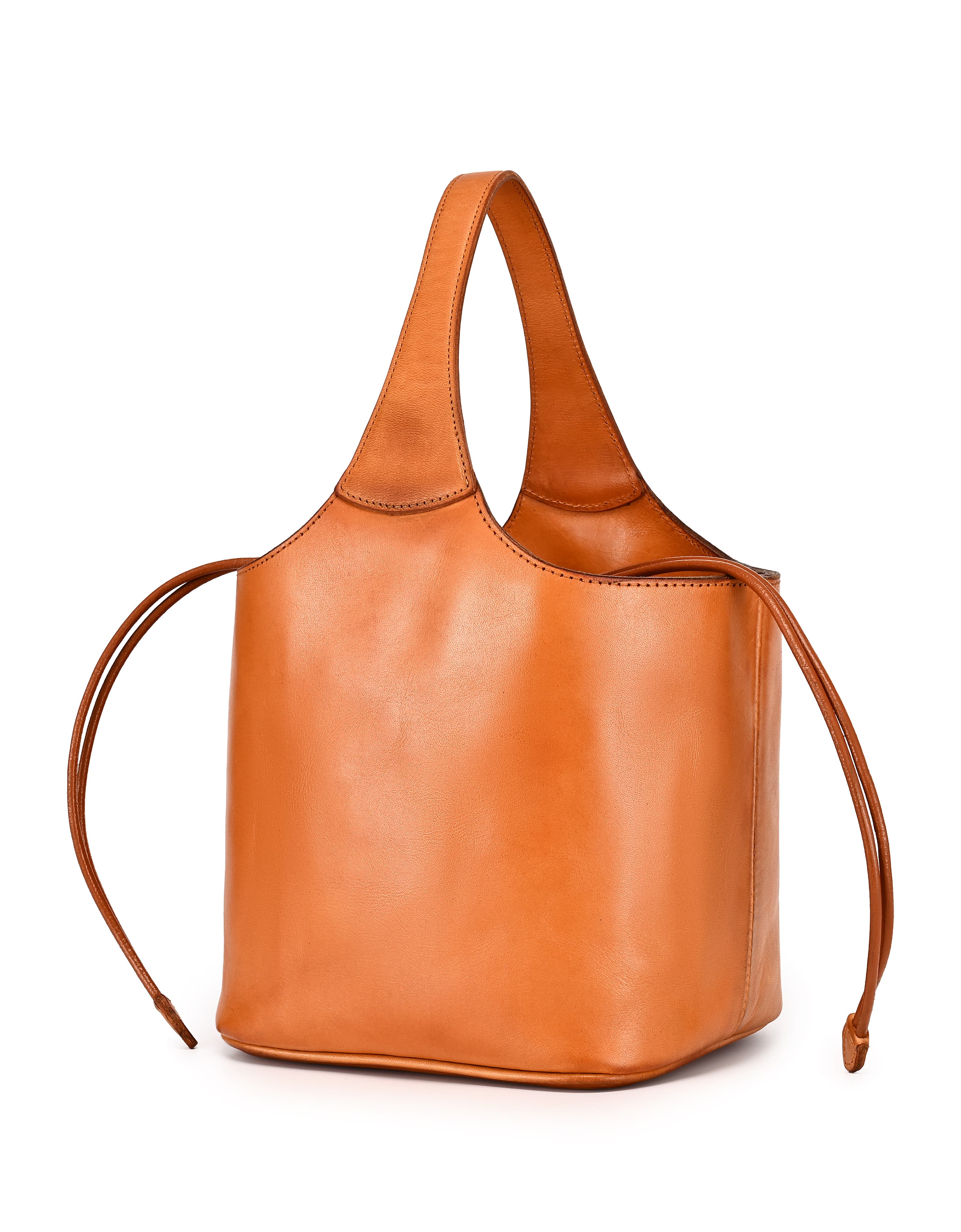 Napa Genuine Leather Relaxed Handcrafted Basket Bag, Alternate, color, Caramel