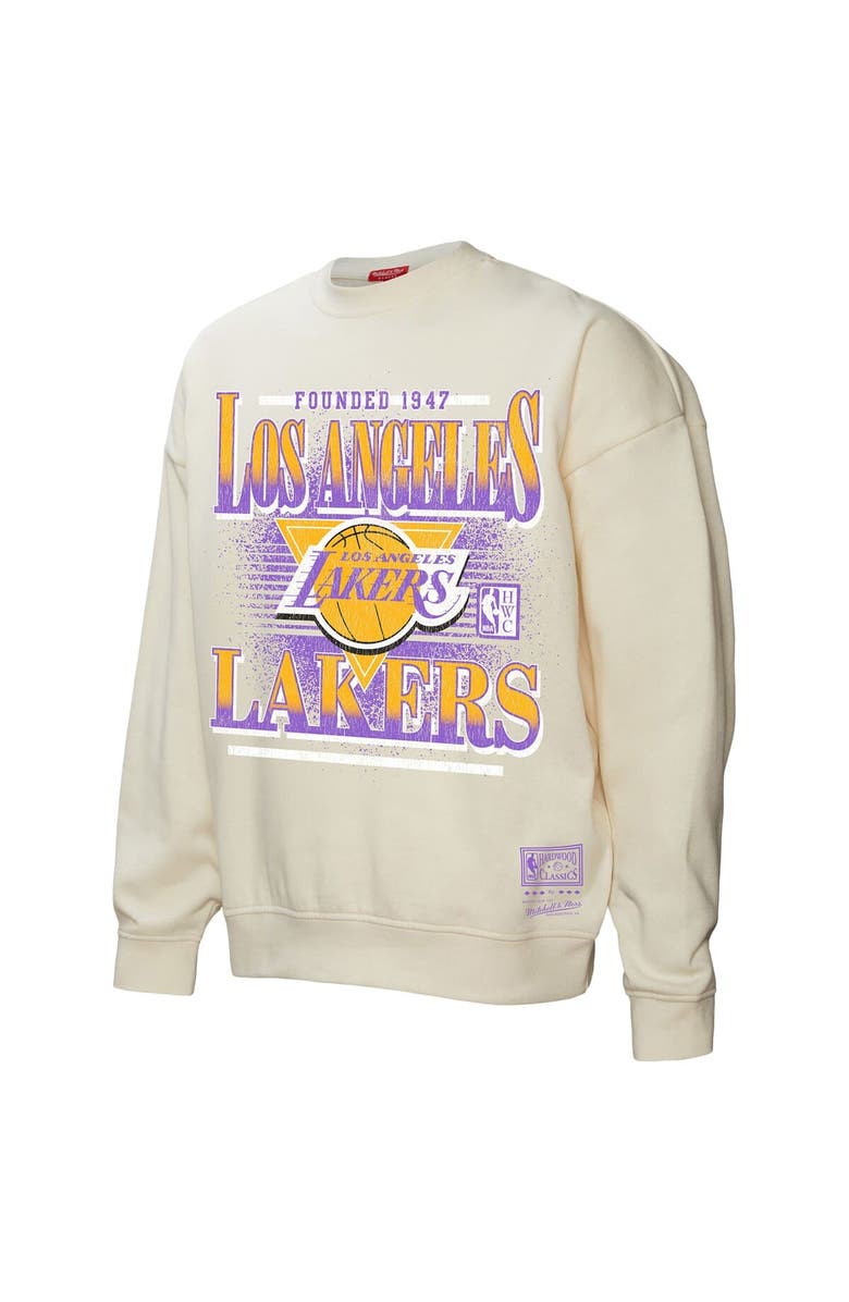 Mitchell & Ness Women's Mitchell & Ness Cream Los Angeles Lakers Oversprayed Pullover Sweatshirt, Alternate, color, Cream