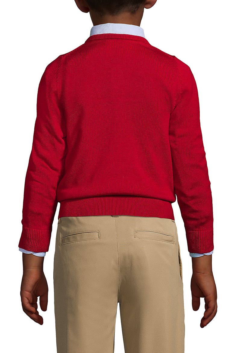 School Uniform Boys Cotton Modal Fine Gauge V-neck Sweater, Alternate, color, Red
