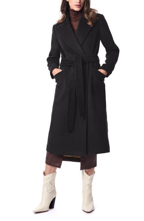 Belted Longline Wool Blend Wrap Coat