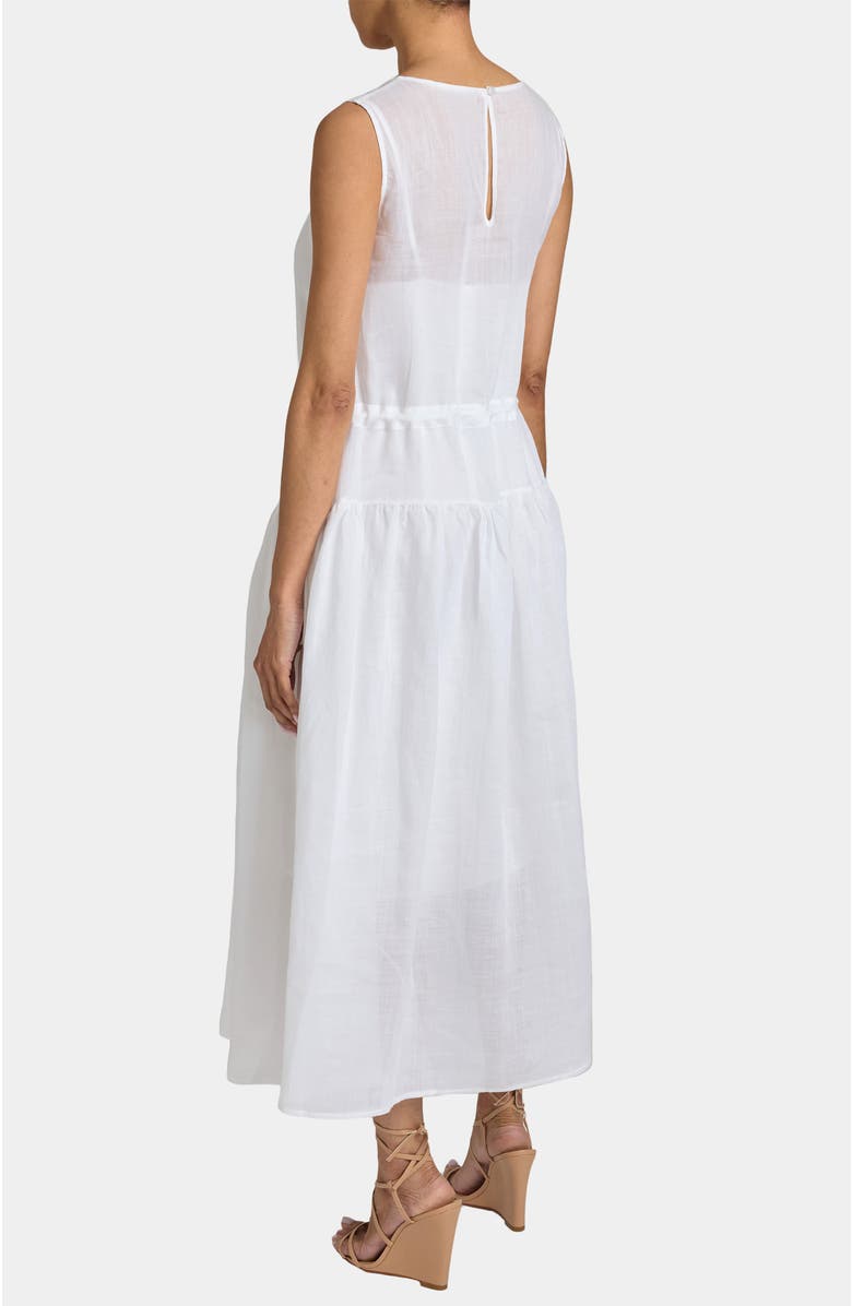 Santorelli MISTY Sleeveless Drop-Waist Midi Dress in Lightweight Ramie, Alternate, color, Off White