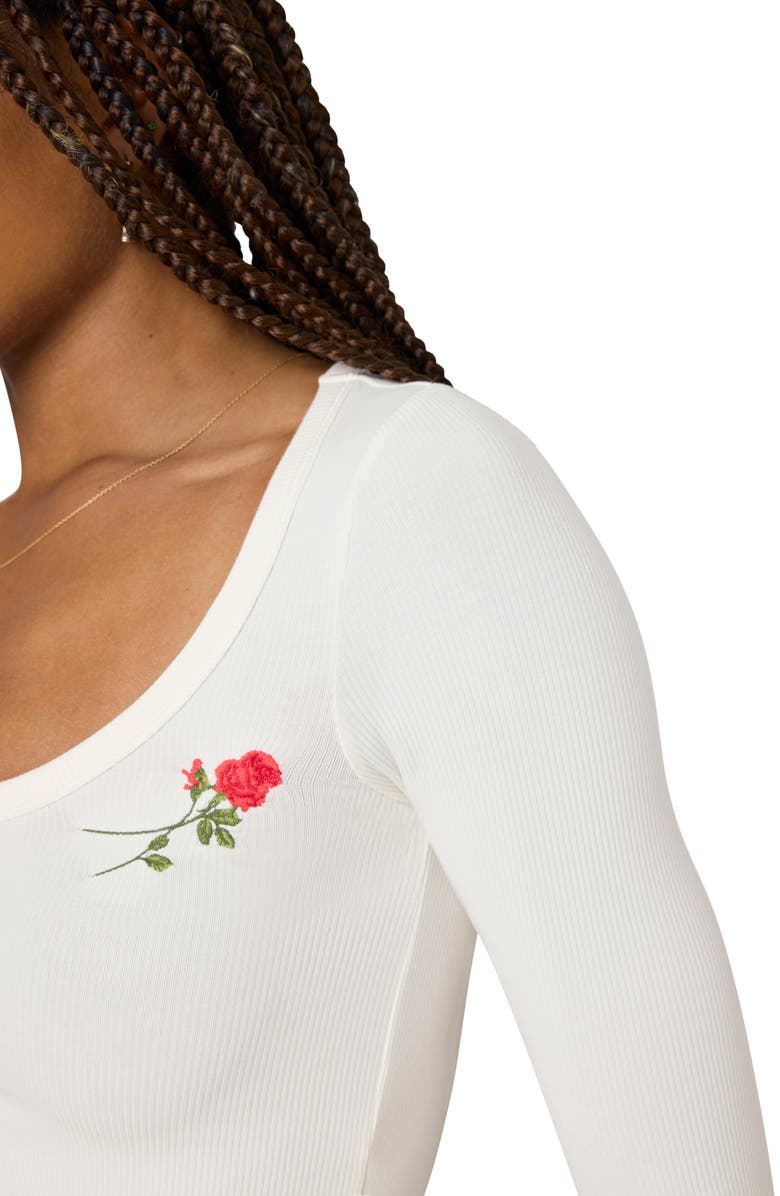 Florence by Mills Rose Embroidered Long Sleeve Crop T-Shirt, Alternate, color, 
