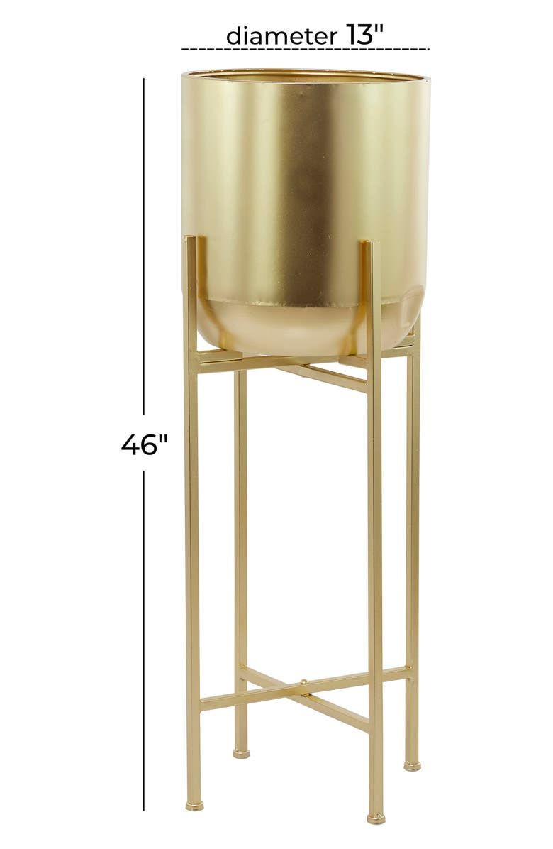 VIVIAN LUNE HOME Goldtone Metal Modern Planter with Removable Stand, Alternate, color, Gold