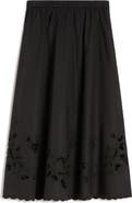 Weekend Max Mara Caravan Scalloped Eyelet Cotton Poplin Midi Skirt