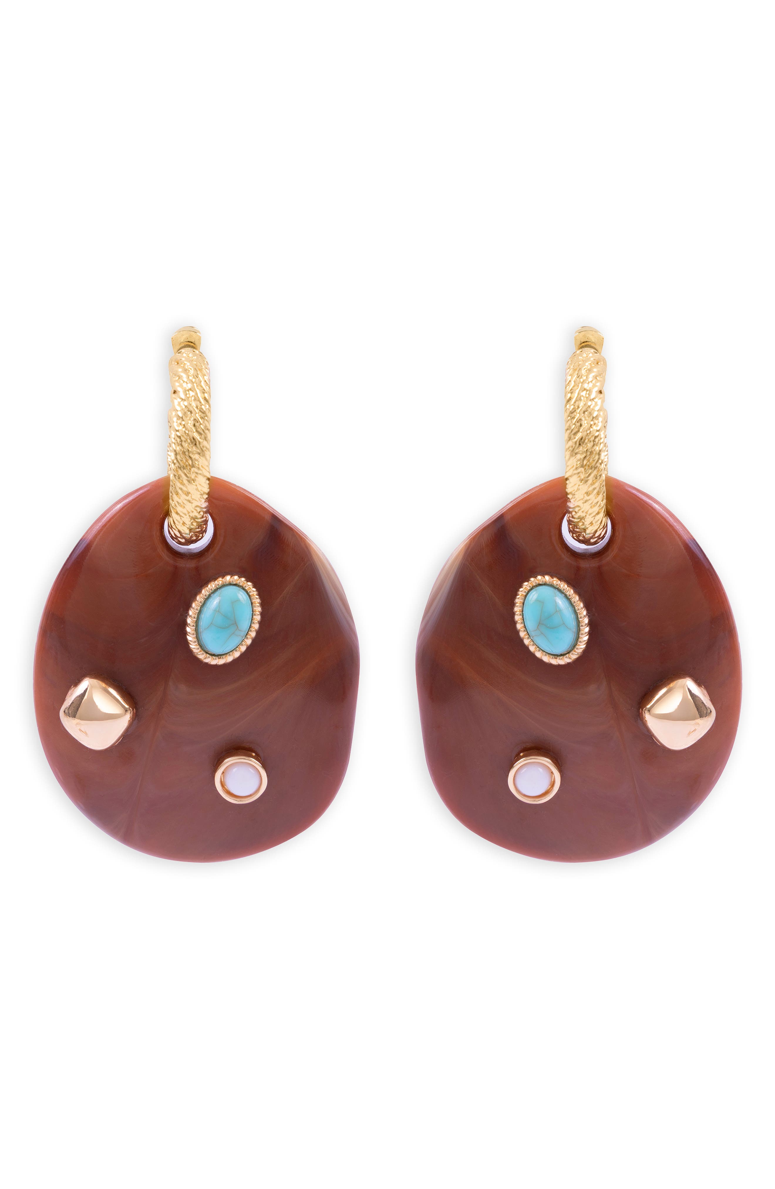 Boho Stone Disc Drop Earrings