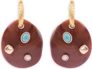 SAACHI Boho Stone Disc Drop Earrings