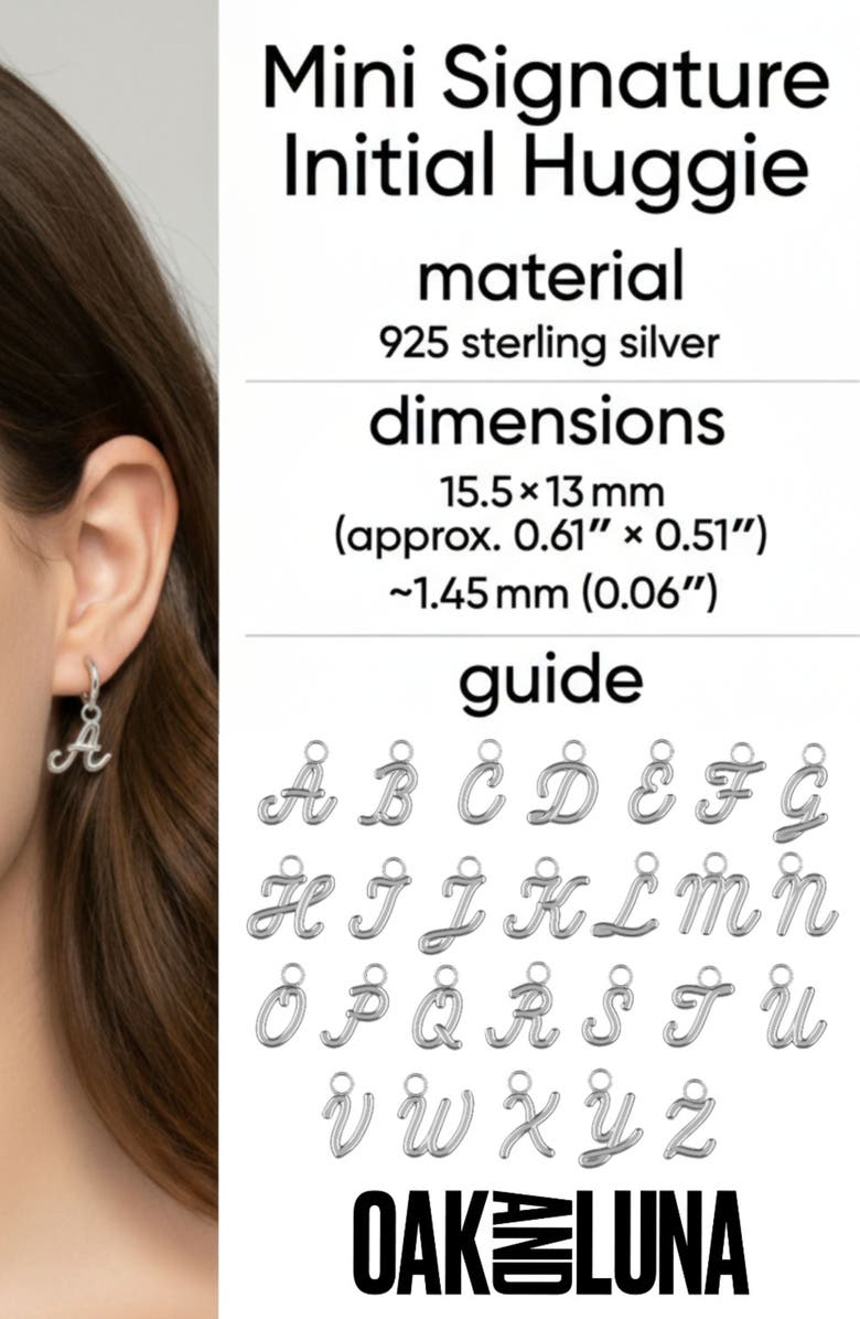 Oak & Luna Mini Signature Initial Huggie Earrings, Alternate, color, Letter S