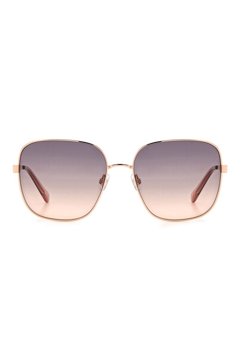 57mm Square Sunglasses, Main, color, RED GOLD