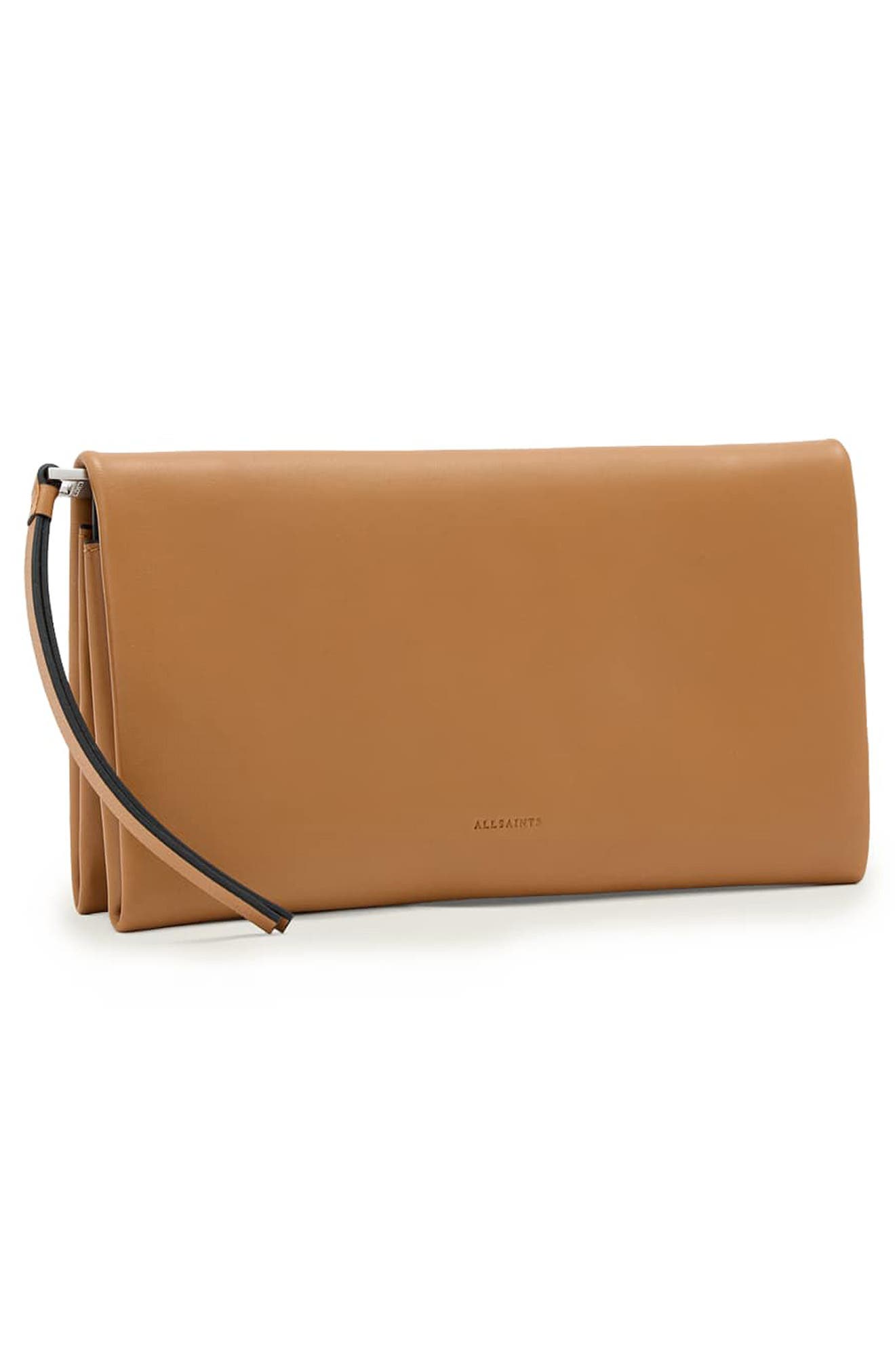 Harluna Leather Clutch, Alternate, color, TOFFEE BROWN