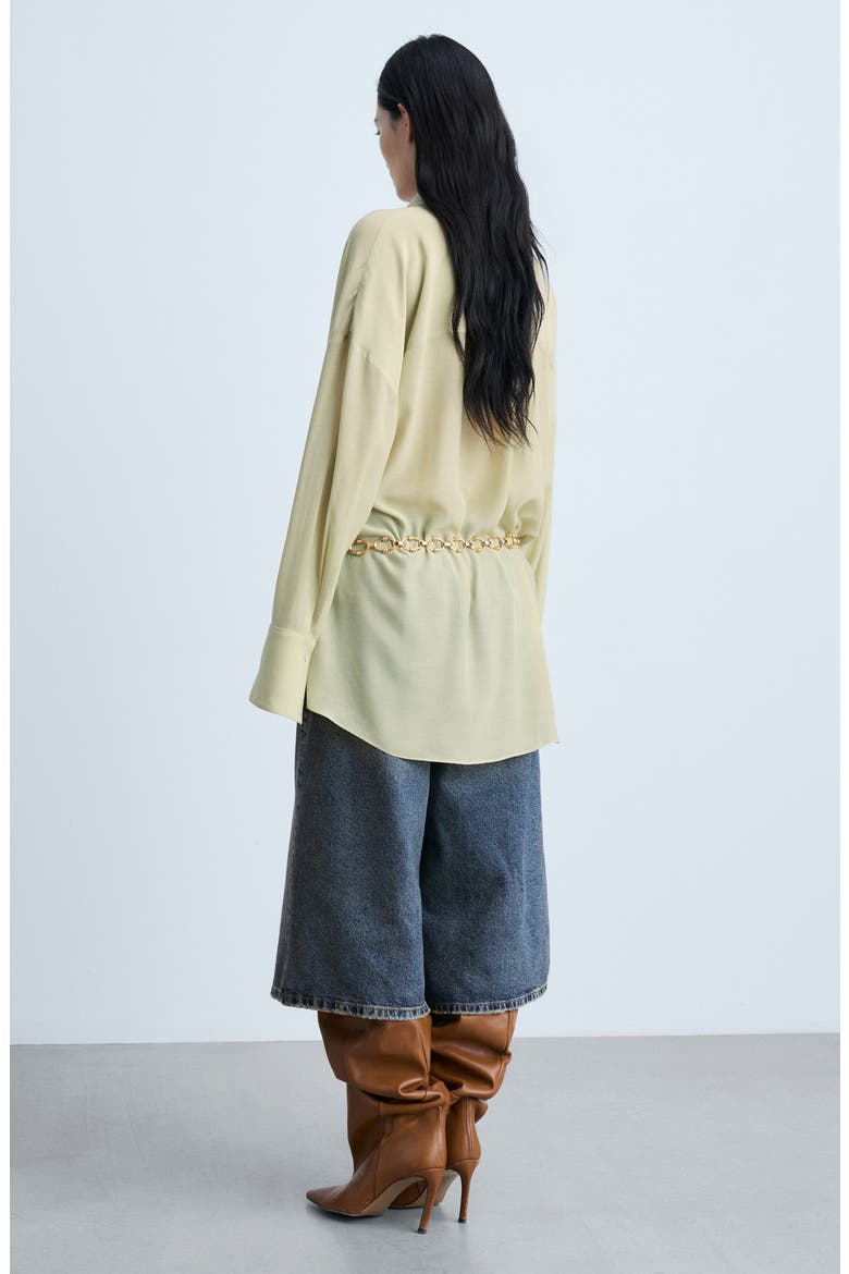 Bruna Ruffle Button-Up Shirt, Alternate, color, GREEN