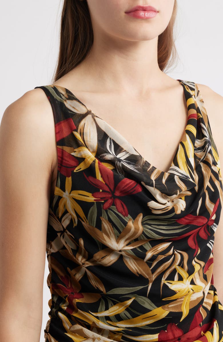 Anne Klein Floral Mesh Cowl Neck Tank, Alternate, color,