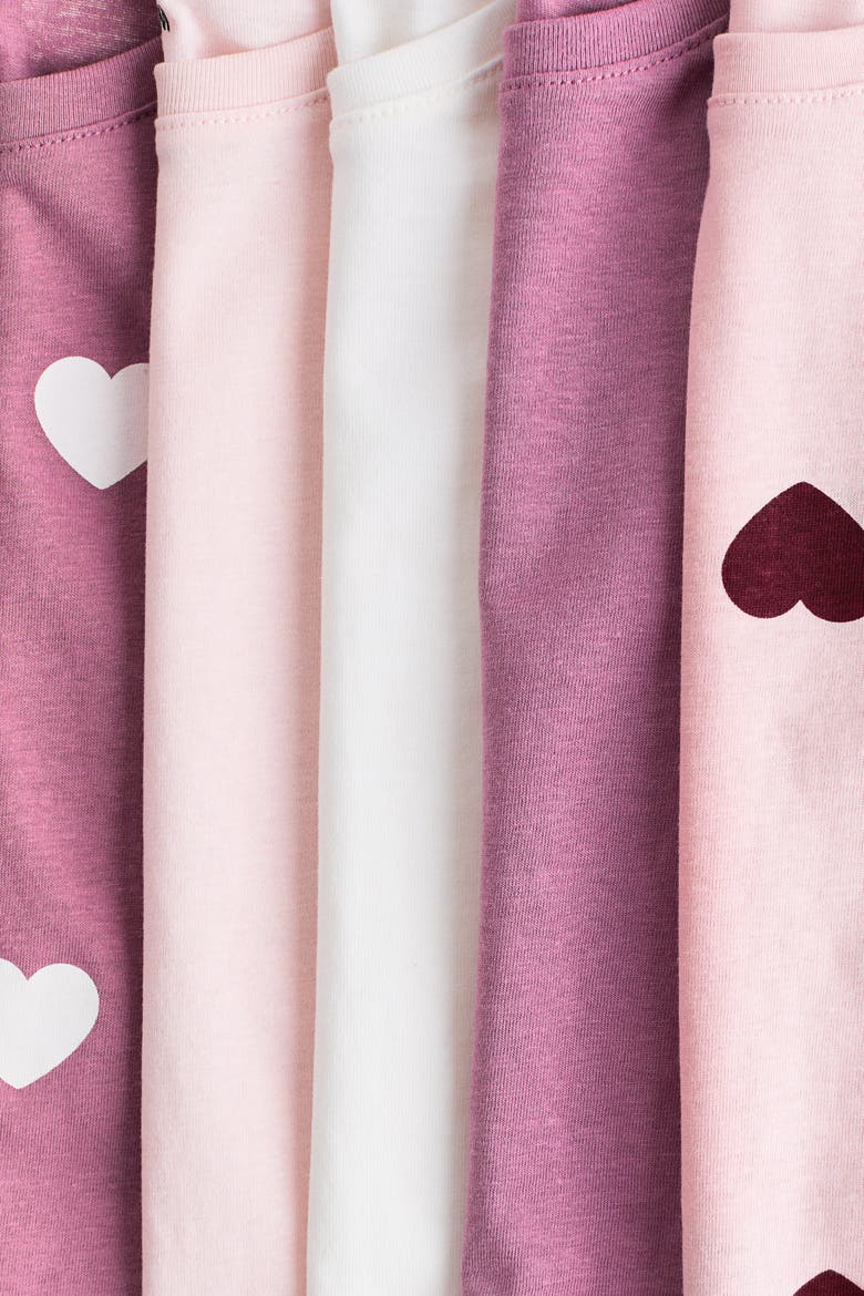 5-pack T-shirts, Alternate, color, Light pink/hearts