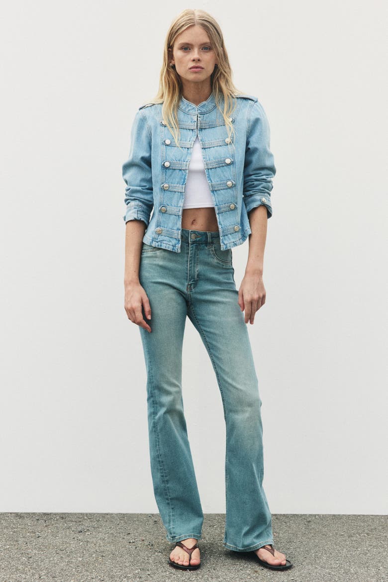 Flared High Waist Jeans, Alternate, color, Light denim blue