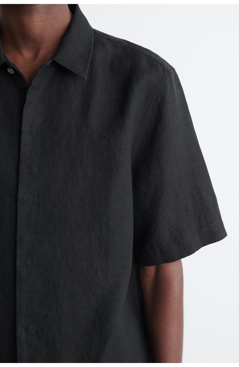 COS Linen Short-sleeved Shirt, Alternate, color, Black