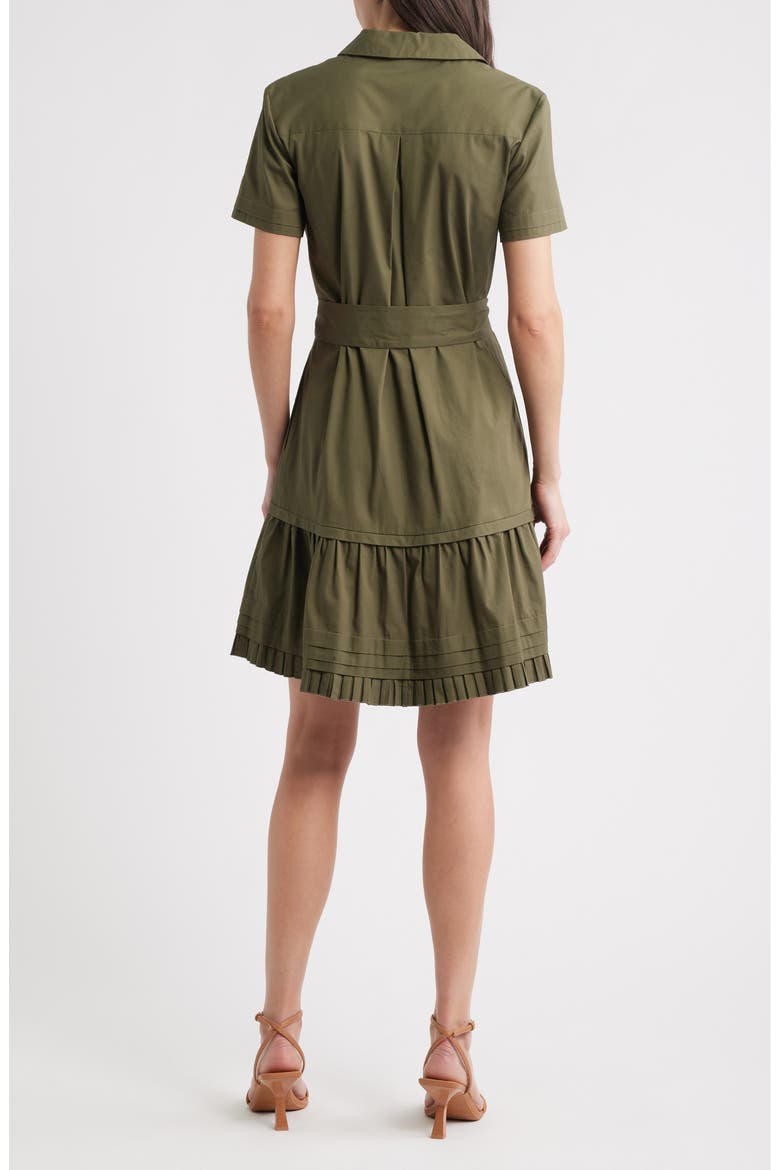 Short Sleeve Cotton Shirtdress, Alternate, color, OLIVE