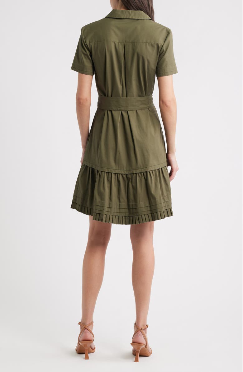 Eliza J Short Sleeve Cotton Shirtdress, Alternate, color, Olive