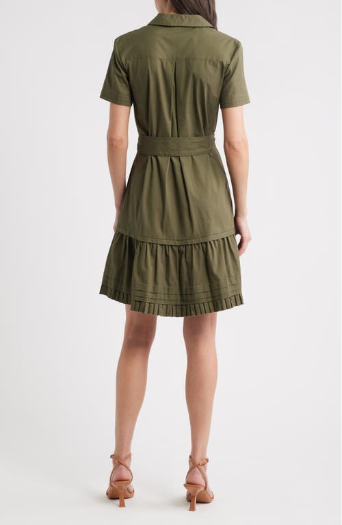 Eliza J Short Sleeve Cotton Shirtdress In Green