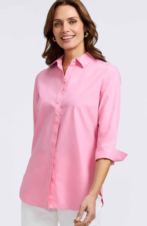 Foxcroft Madison Popover Cotton Oxford Shirt In Pink Sea Glass