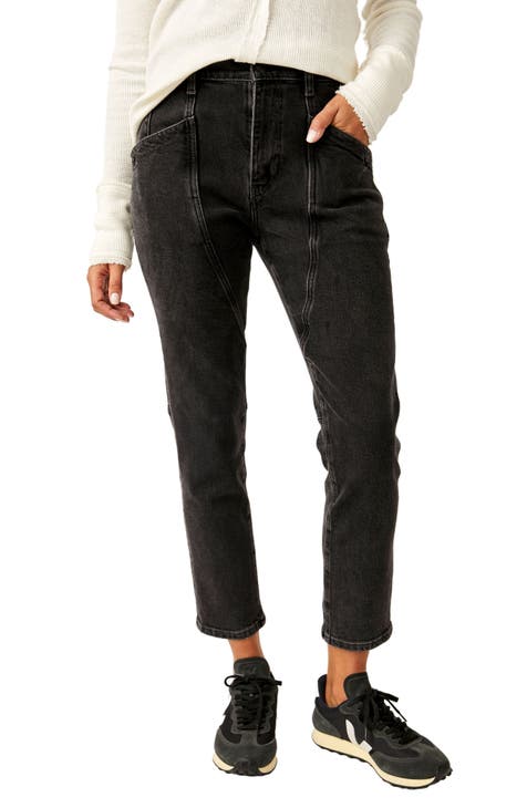 FREE PEOPLE Black Hi Slim Straight deals Jean