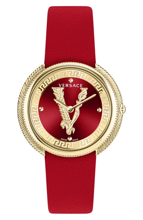 Leather Strap Watch, 38mm